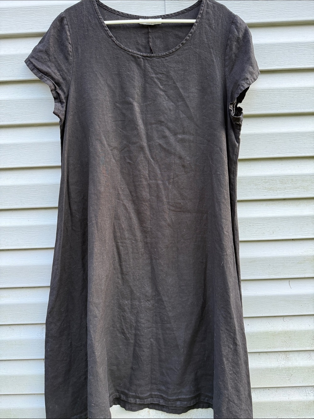 Bryn Walker Womens 100% Linen Short Sleeve Shirt Dress Black Size Medium USA